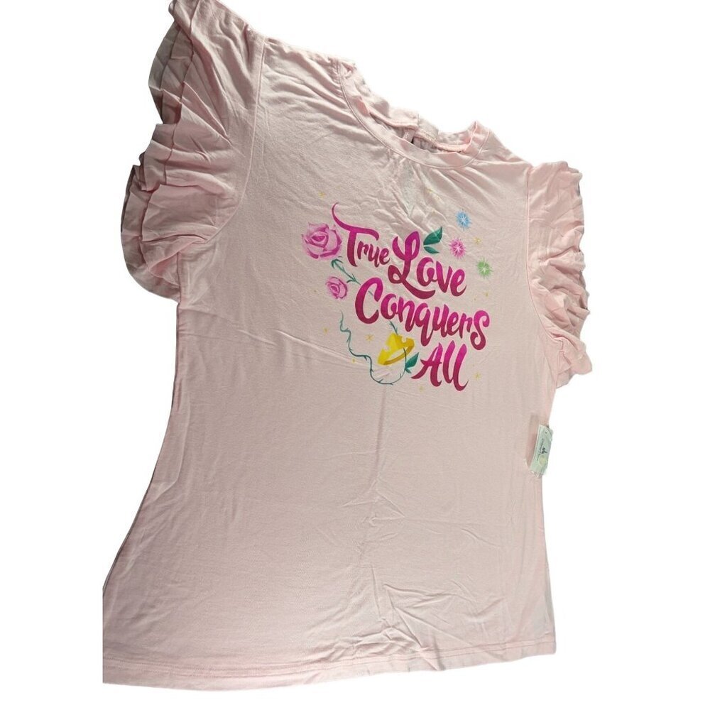 Disney Aurora Blouse Princess Women Love Top Ruffled Short Sleeved Knit Shirt